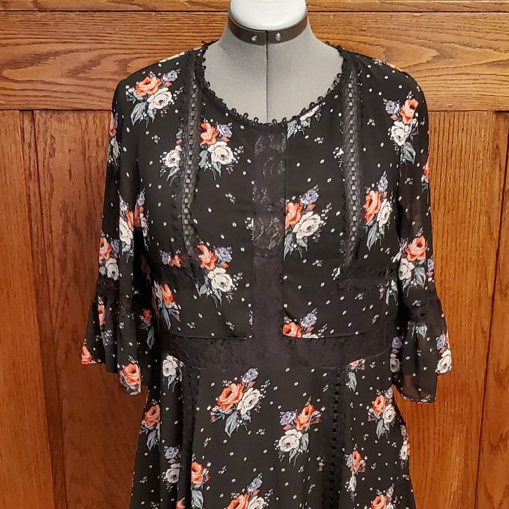 H&M Black Floral Lace Lightweight Summer Dress
